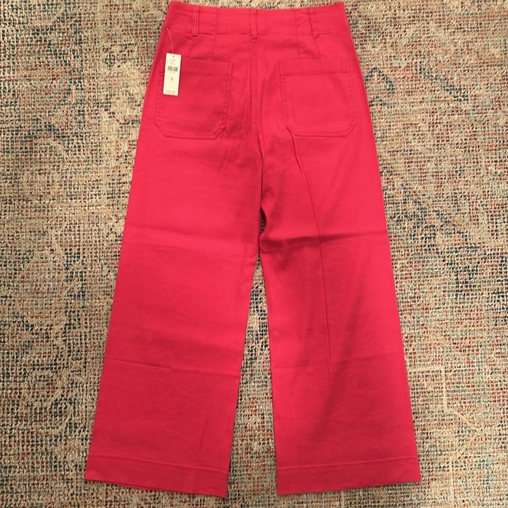 Anthropologie Colette Cropped Wide Leg Trouser by Maeve - Linen - Rose - Picture 8 of 8